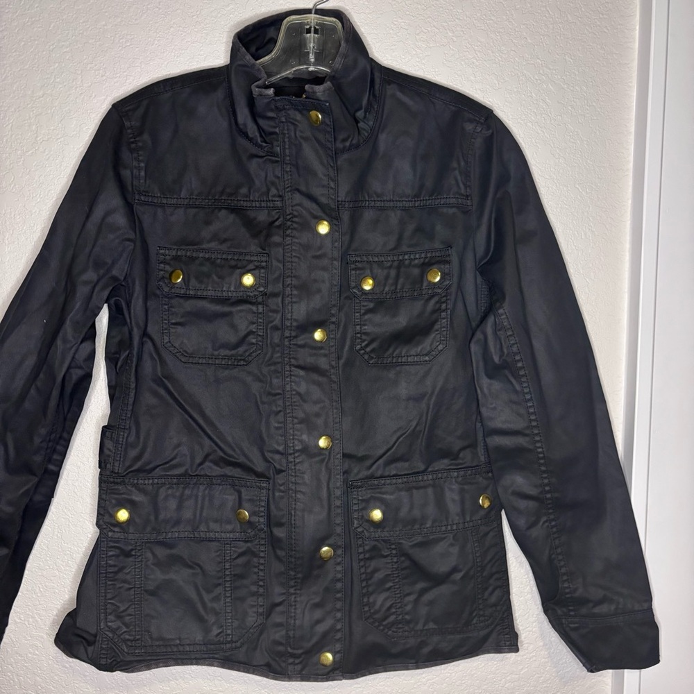 J. Crew Black Utility Jacket with Gold-Tone Hardware